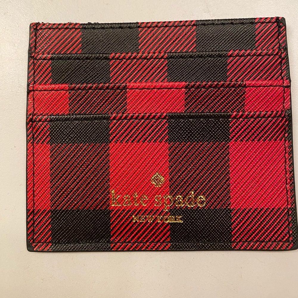 kate spade Red and Black Plaid Cardholder